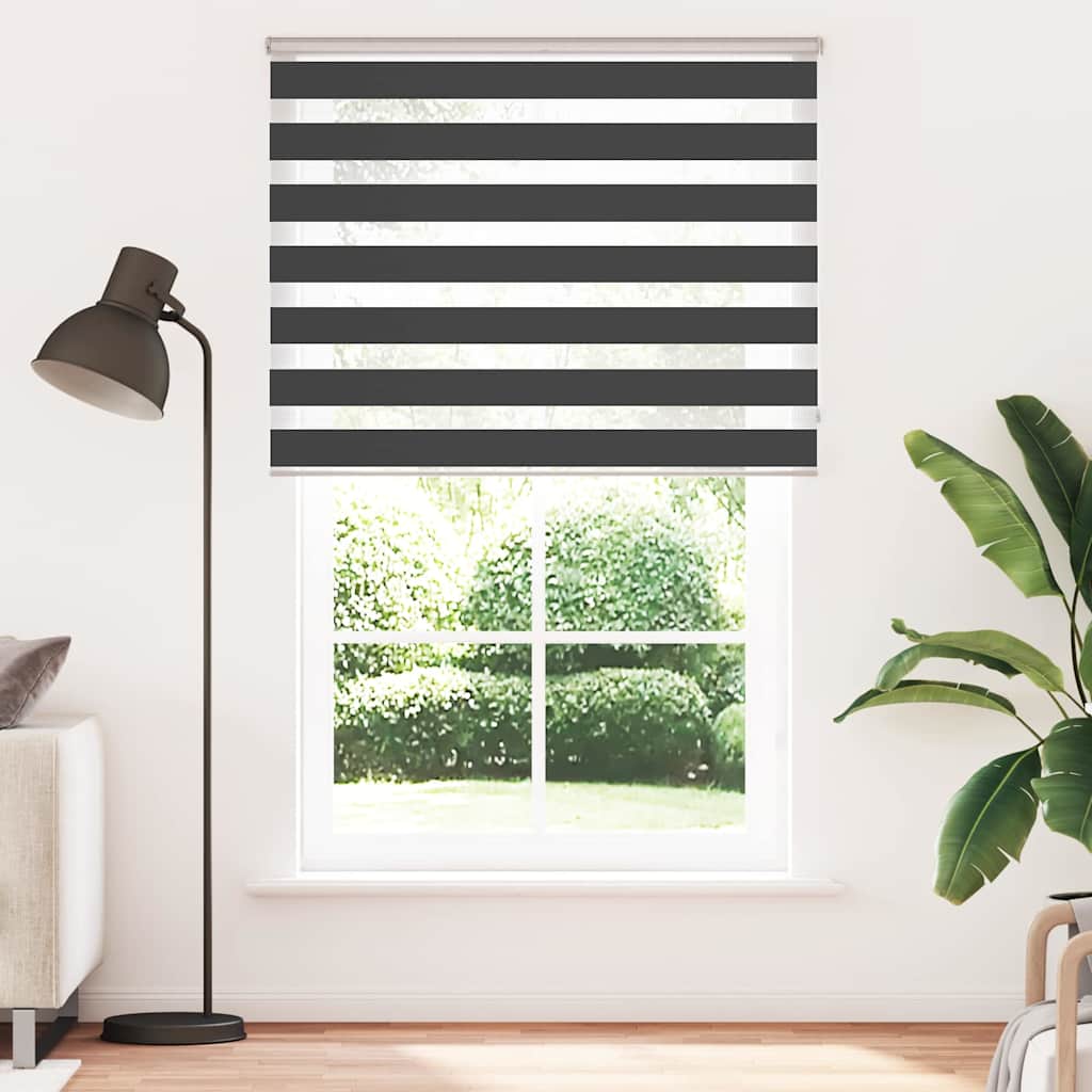 Vidaxl zebra rullo cieco 145x200 cm Larghezza tessuto 140,9 cm nero