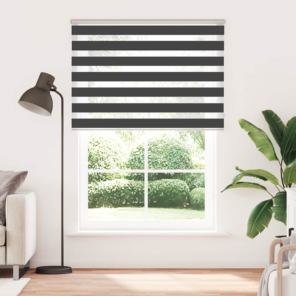 VidaXL estor enrollable cebra 155x200 cm ancho de tela 150,9 cm negro
