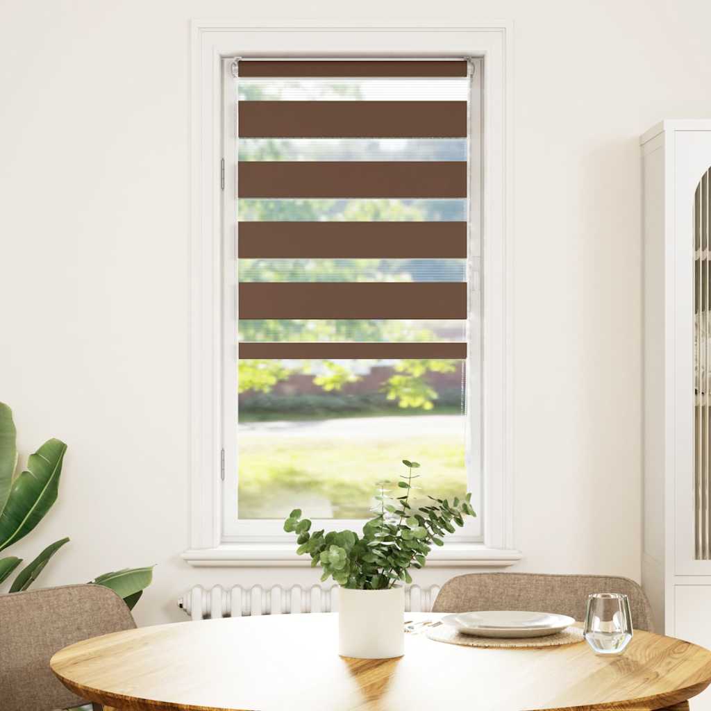 Vidaxl Zebra Roller Blind 55x100 cm de ancho de tela 50.9 cm de poliéster marrón