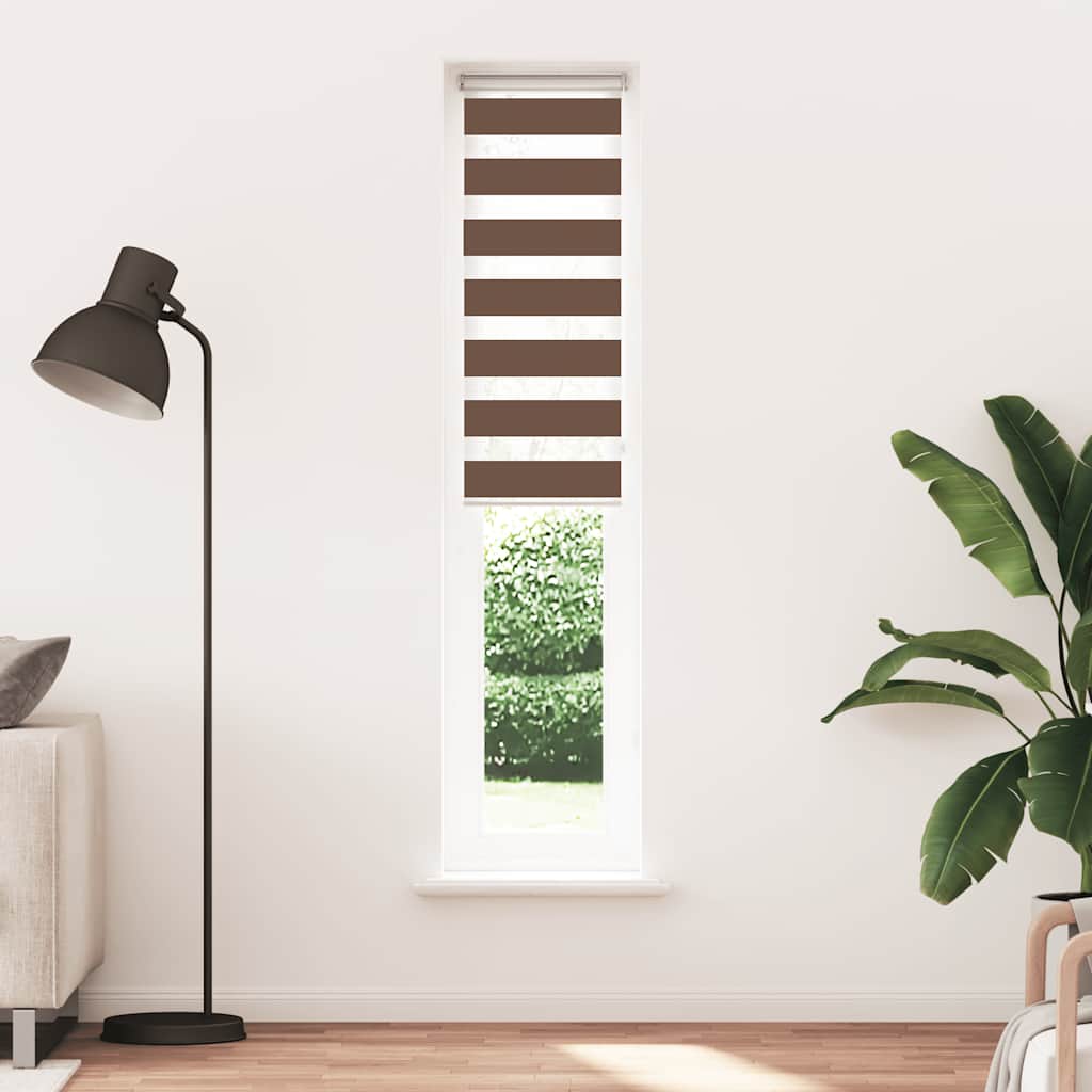 Vidaxl Zebra Roller Blind 50x200 cm ancho de polvo 45.9 cm de poliéster marrón