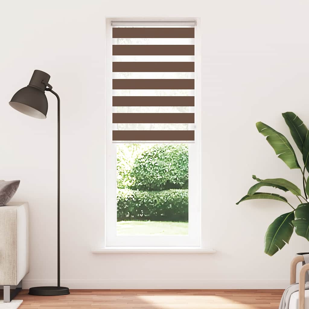Vidaxl Zebra Roller Blind 70x200 cm ancho de polvo de 65.9 cm de poliéster marrón
