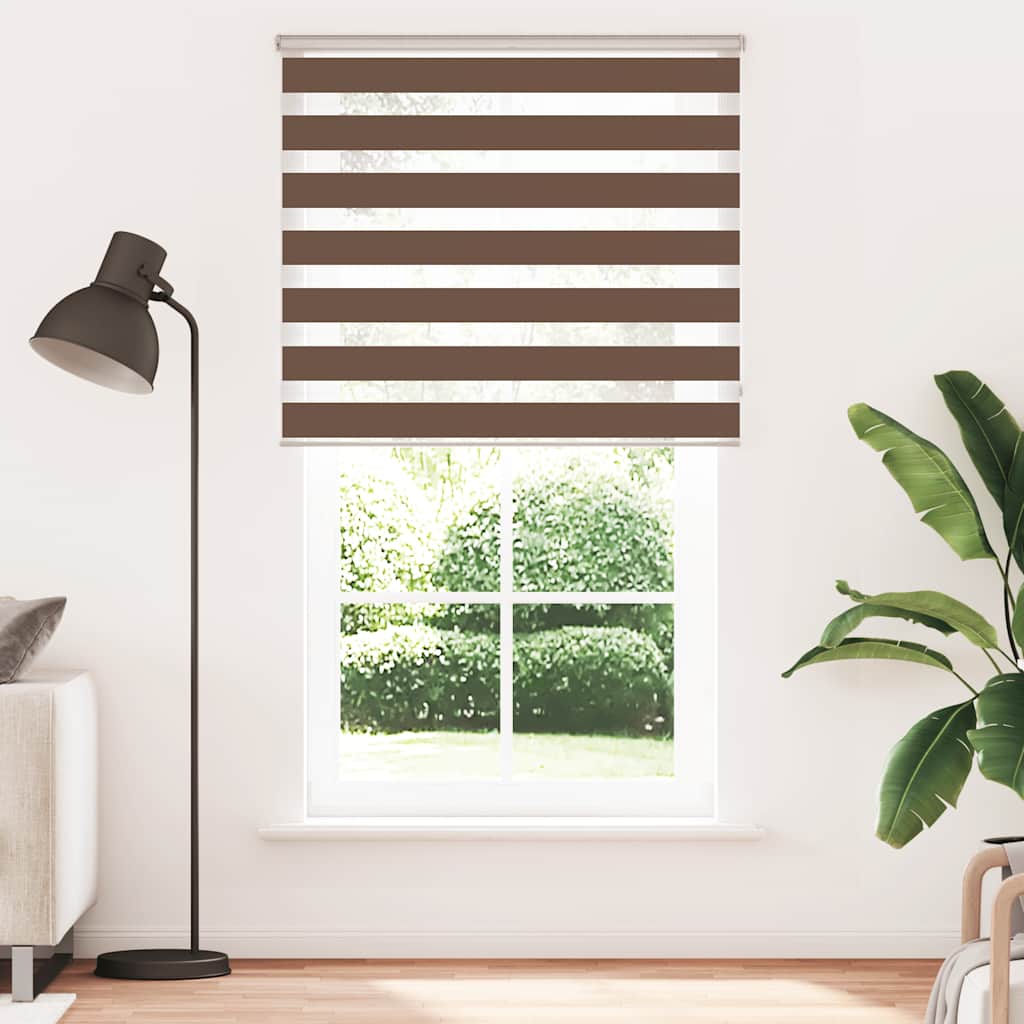Vidaxl Zebra Roller Blind 130x200 CM Fabric Ancho de 125.9 cm de poliéster marrón