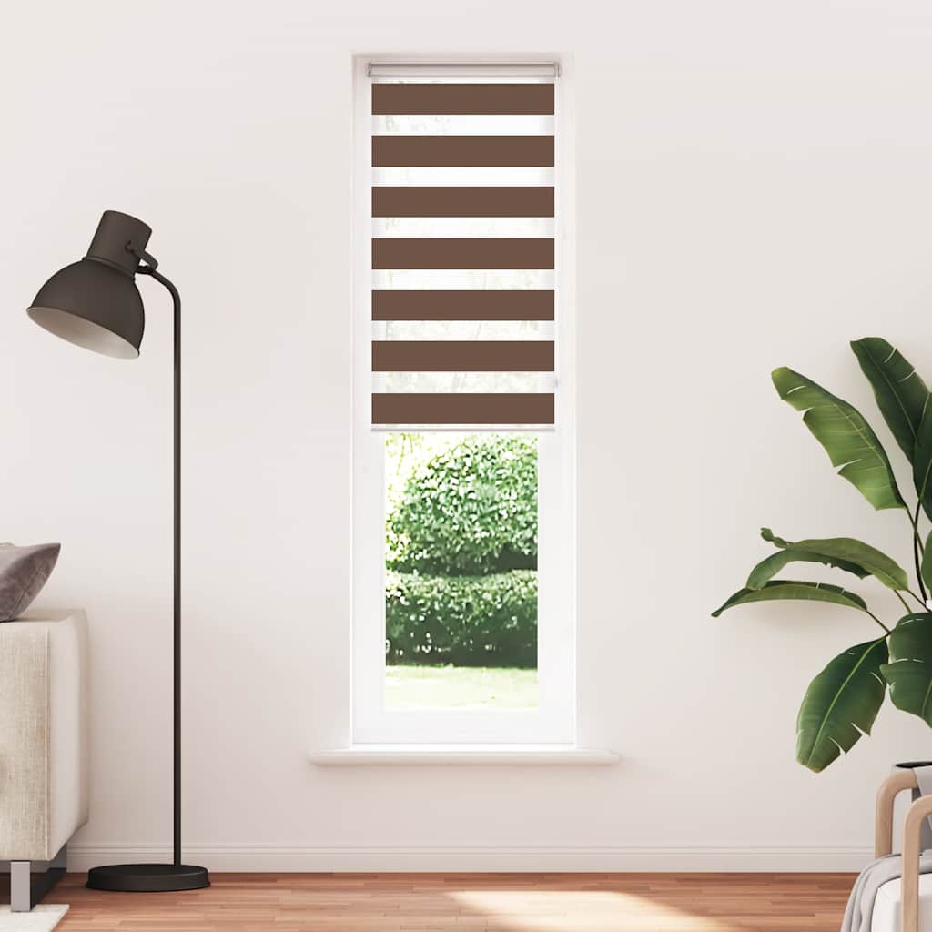 Vidaxl zebra rullo cieco 65x230 cm Larghezza tessuto 60,9 cm in poliestere marrone
