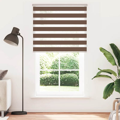 Vidaxl zebra rullo cieco 135x230 cm Larghezza tessuto 130,9 cm in poliestere marrone