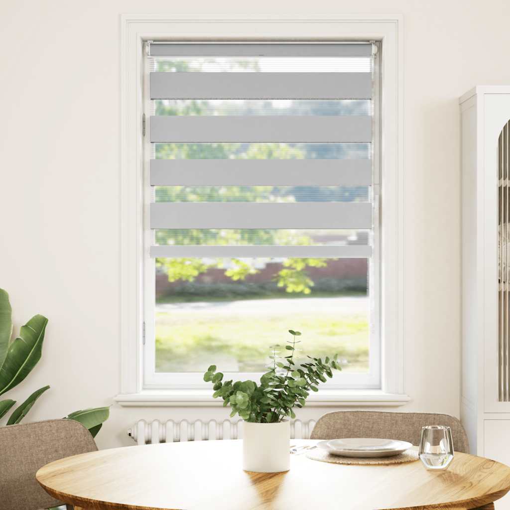 Vidaxl Zebra Roller Blind 80x100 cm ancho de polvo 75.9 cm de gris claro