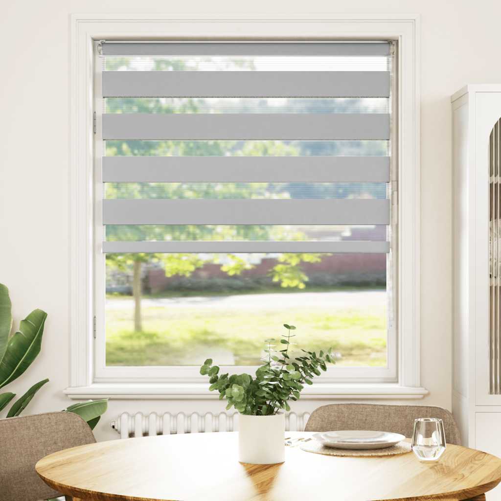 Vidaxl Zebra Roller Blind 115x150 cm Ancho de polvo 110.9 cm de gris claro
