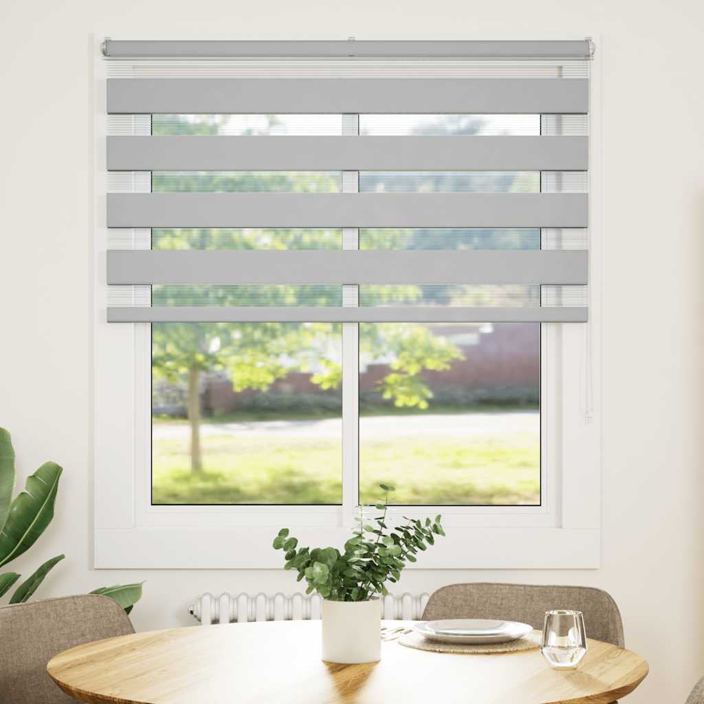 Vidaxl Zebra Roller Blind 105x150 CM Fabric Width 100.9 cm de gris claro