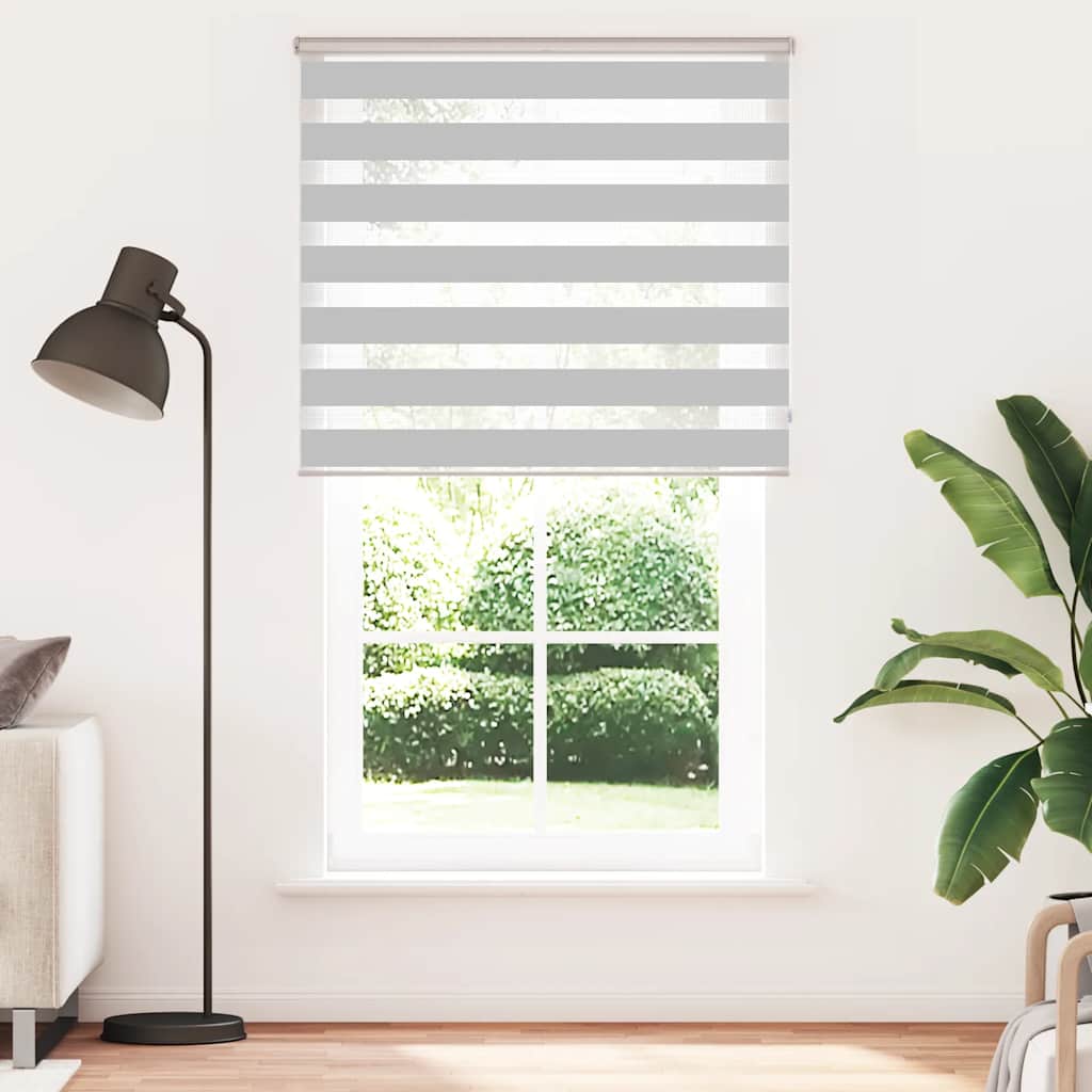 Vidaxl Zebra Roller Blind 135x200 cm Ancho de polvo 130.9 cm de gris claro