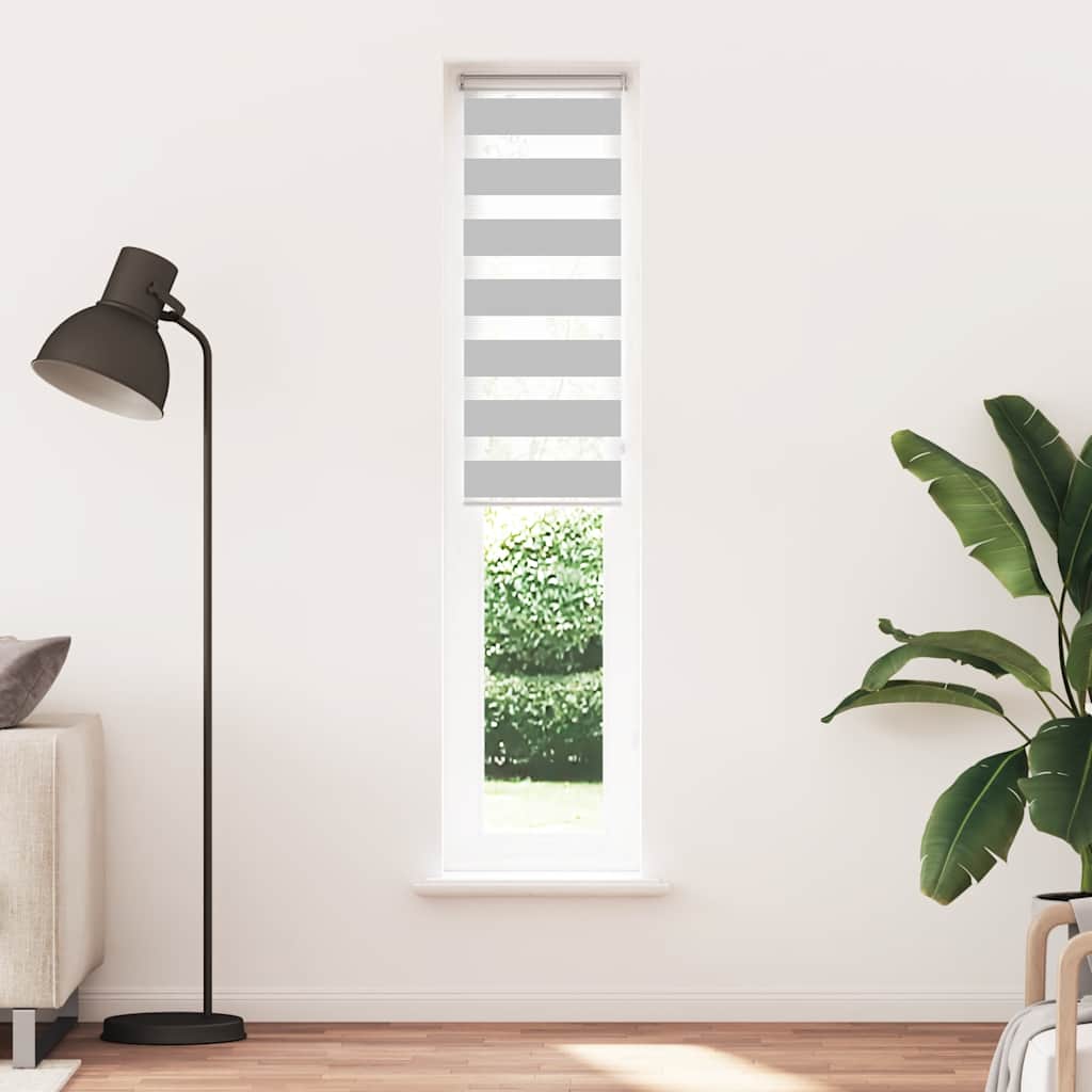 Vidaxl Zebra Roller Blind 50x230 cm de tela ancho de tela 45.9 cm de gris claro