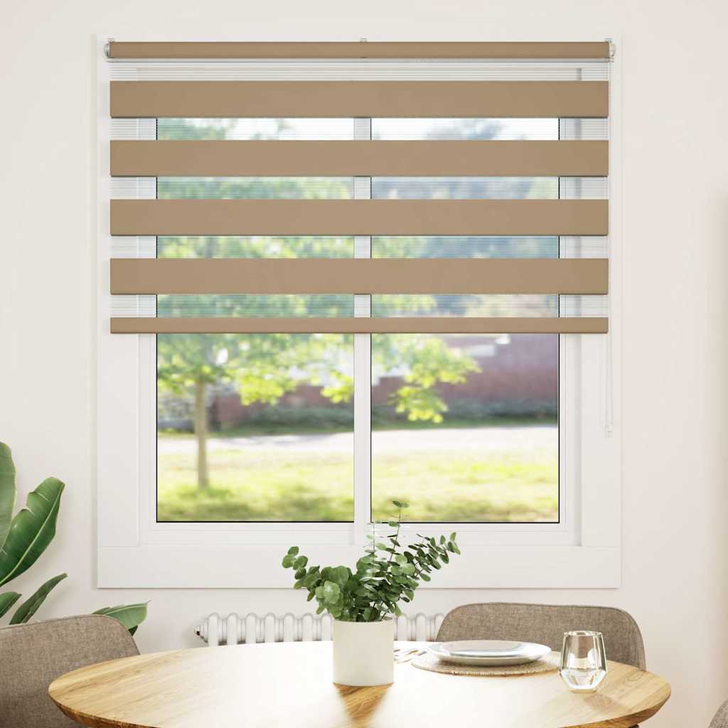 Tenda VidaXL zebrata 135x100 cm larghezza tessuto 130,9 cm poliestere marrone sabbia