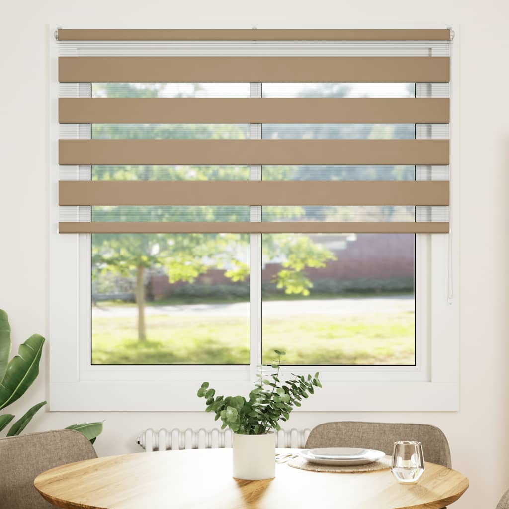 Tenda VidaXL zebrata 140x100 cm larghezza tessuto 135,9 cm poliestere marrone sabbia