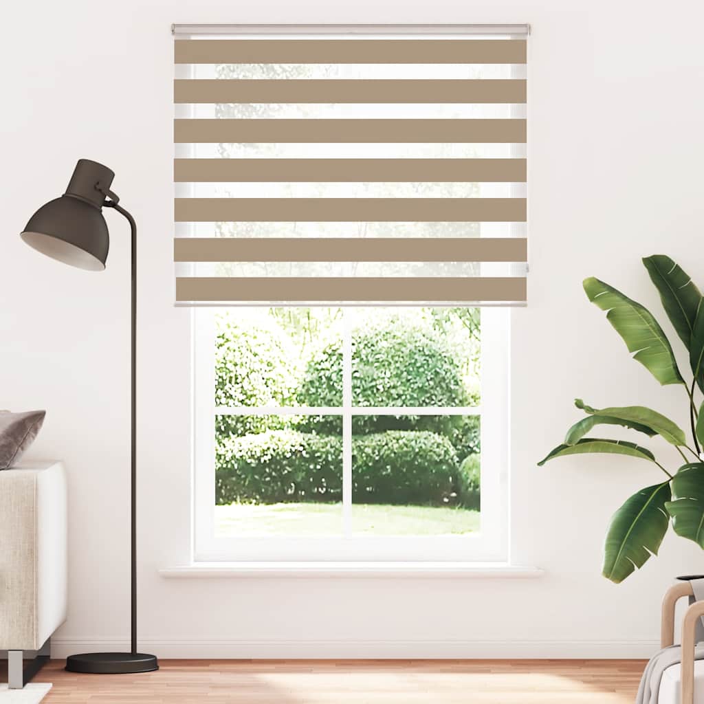 VidaXL estor cebra 145x200 cm tela ancho 140,9 cm poliéster marrón arena