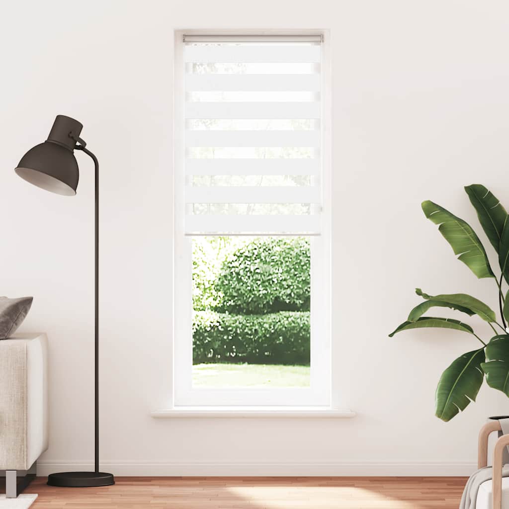 Vidaxl zebra rullo cieco 90x200 cm Larghezza polvere 85,9 cm in poliestere bianco