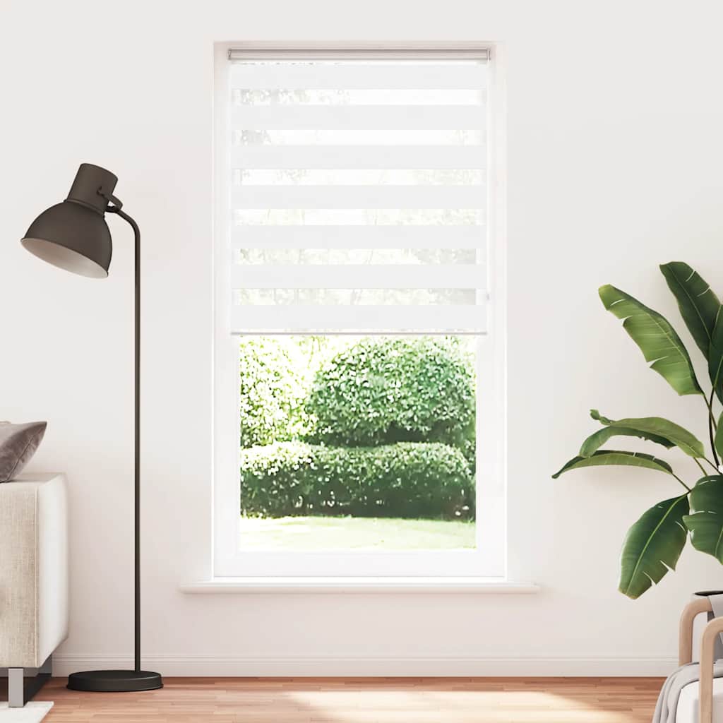 Vidaxl Zebra Roller Blind 95x200 cm ancho de polvo 90.9 cm de poliéster blanco