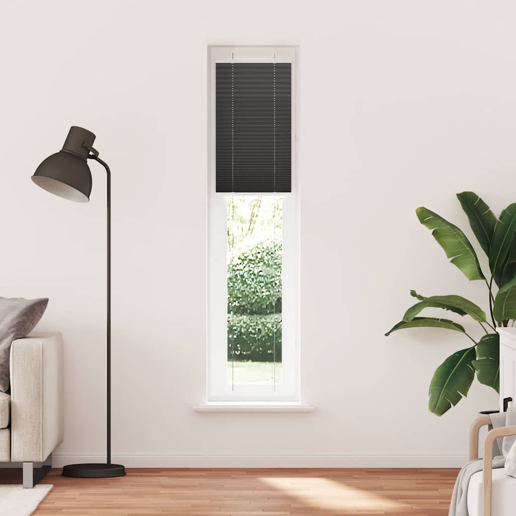 Vidaxx estor enrollable plisado 45x200 cm ancho de tela 44,4 cm poliéster negro