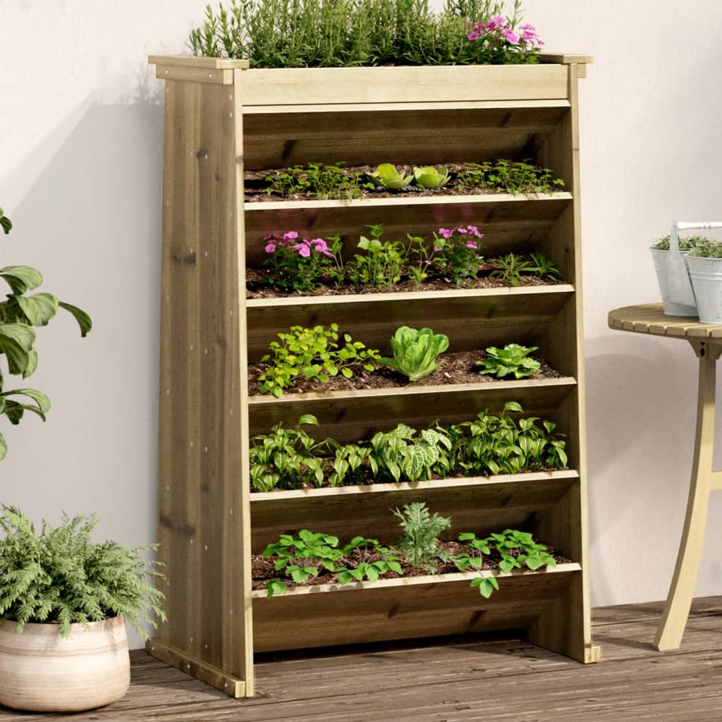 Vidaxl Herb Box 6 La capa 69x40x101.5 cm de madera de pino impregnada