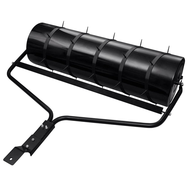 Vidaxl rodillo para césped arrastrable con pinzas de aireación 63 l hierro negro