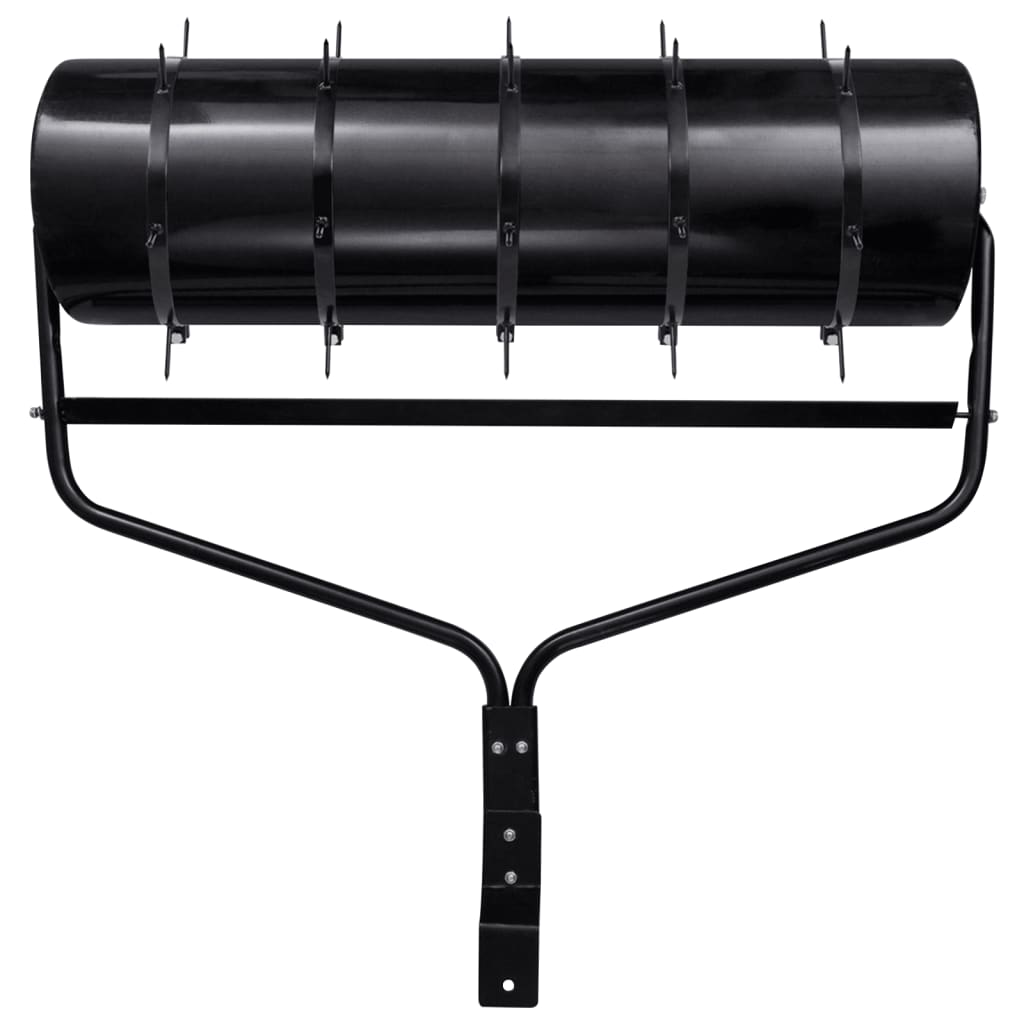 Vidaxl rodillo para césped arrastrable con pinzas de aireación 63 l hierro negro