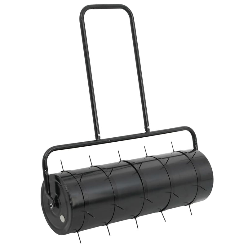Vidaxl gazonroller trekbaar met beluchtingsklemmen 63 l ijzer en staal zwart