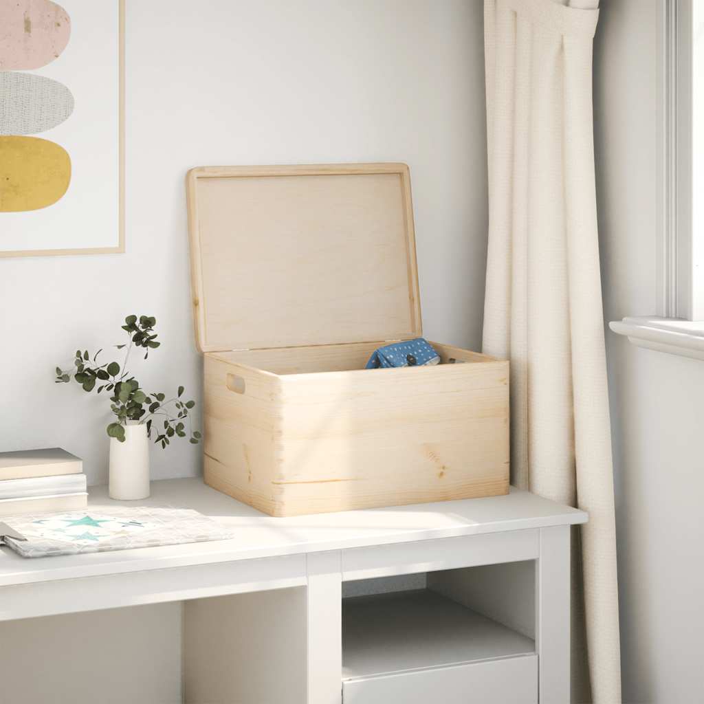 Scatola di legno Vidaxl con coperchio 40x30x23cm Pinna solida