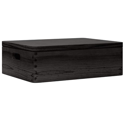 Caja de madera Vidaxl con manijas de tapa 40x30x13cm Pine Wood Negro