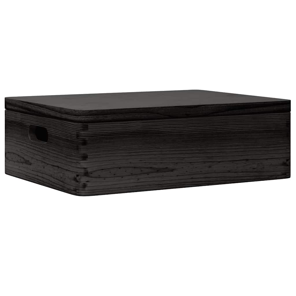 Caja de madera Vidaxl con manijas de tapa 40x30x13cm Pine Wood Negro