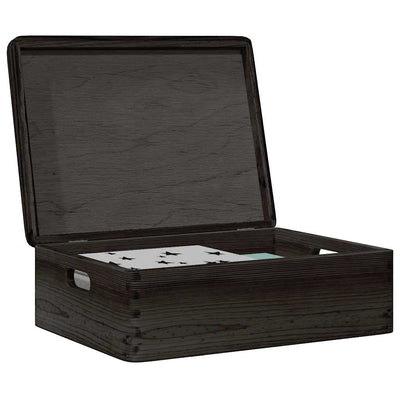 Caja de madera Vidaxl con manijas de tapa 40x30x13cm Pine Wood Negro