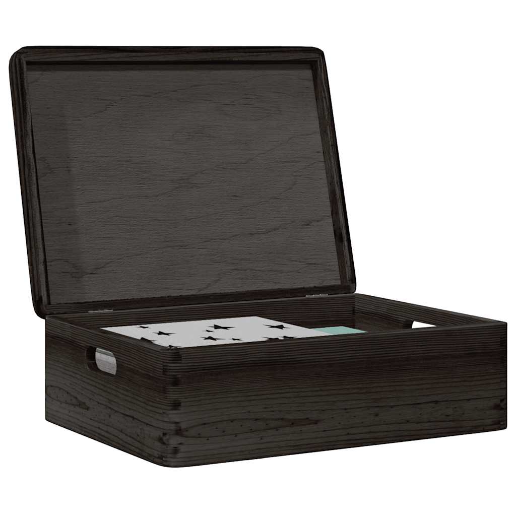 Caja de madera Vidaxl con manijas de tapa 40x30x13cm Pine Wood Negro