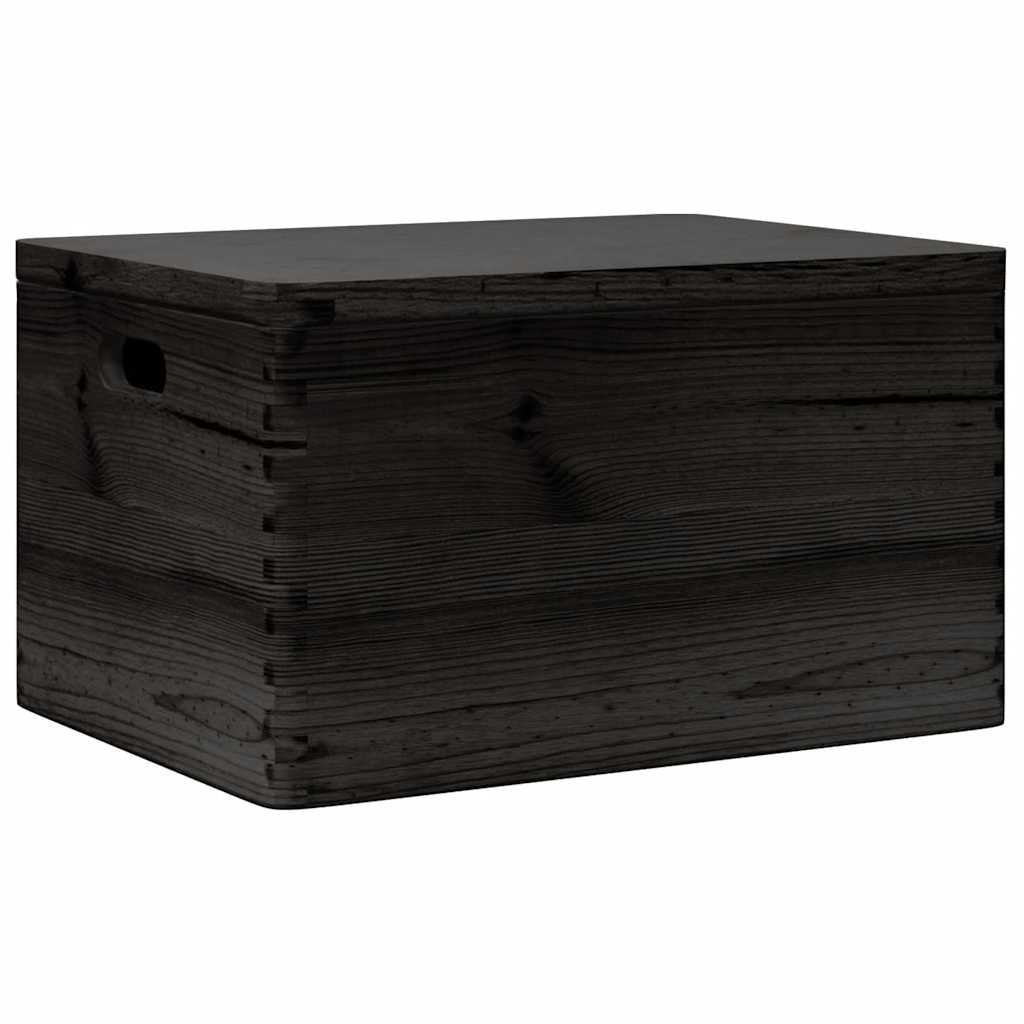 Caja de madera Vidaxl con manijas de tapa 40x30x23cm de madera de pino negra