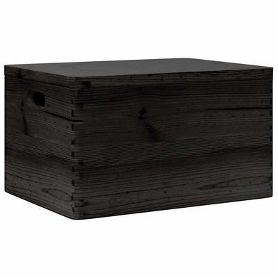 Caja de madera Vidaxl con manijas de tapa 40x30x23cm de madera de pino negra