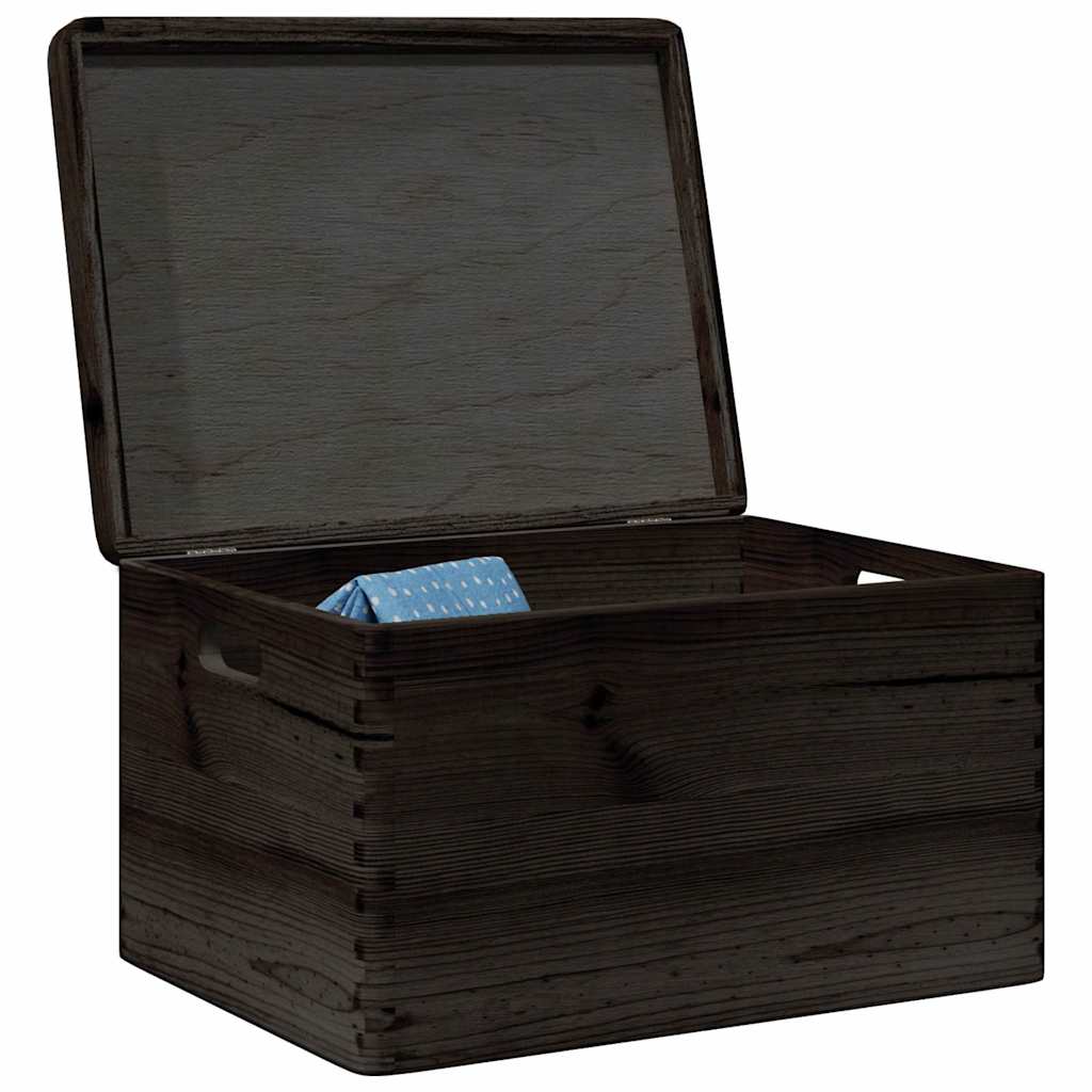 Caja de madera Vidaxl con manijas de tapa 40x30x23cm de madera de pino negra