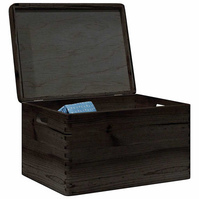 Caja de madera Vidaxl con manijas de tapa 40x30x23cm de madera de pino negra