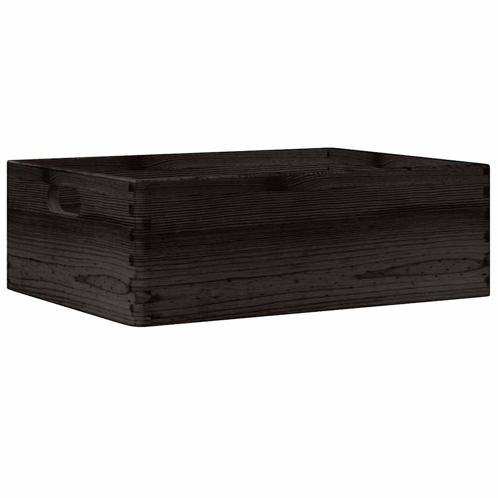 Caja de madera Vidaxl con manijas 40x30x13 cm de pino sólido negro