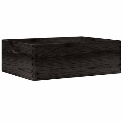 Caja de madera Vidaxl con manijas 40x30x13 cm de pino sólido negro