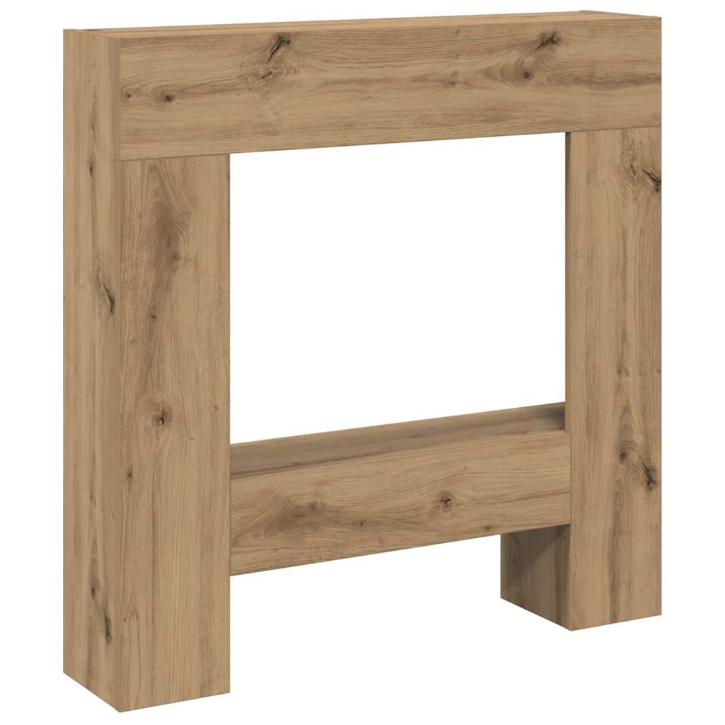 Marco para chimenea VidaXL 81x18x82 cm de madera elaborada artesanalmente color roble