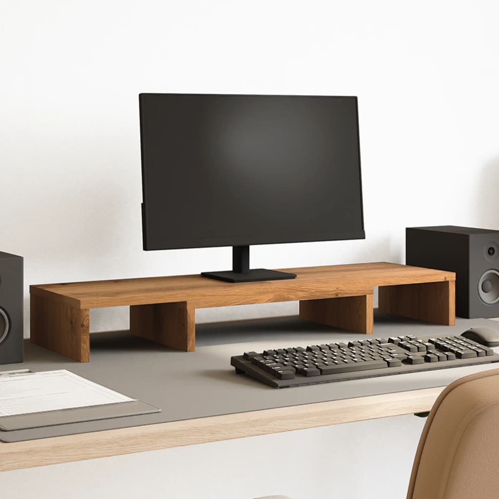 Vidaxx soporte para monitor regulable 80x24x10,5cm madera artesanal roble