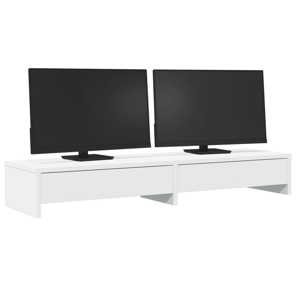 Vidaxl monitorstandaard met lades wit 100x27x15 cm bewerkt hout