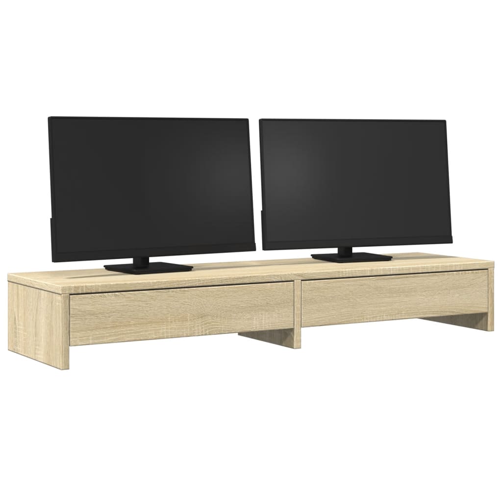 Vidaxl monitorstandaard met lades sonoma eiken 100x27x15 cm bewerkt hout