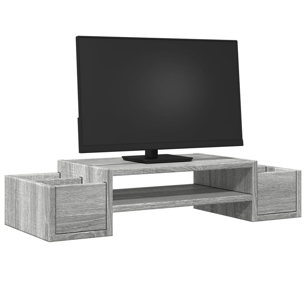 Vidaxl Monitor Stand con espacio de almacenamiento 70x27x15 cm de madera gris Sonoma
