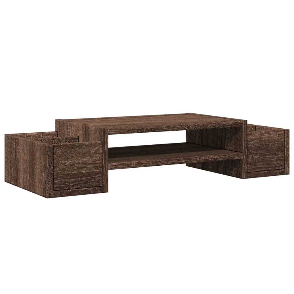 Soporte de monitor Vidaxl con espacio de almacenamiento 70x27x15 cm de roble marrón de madera