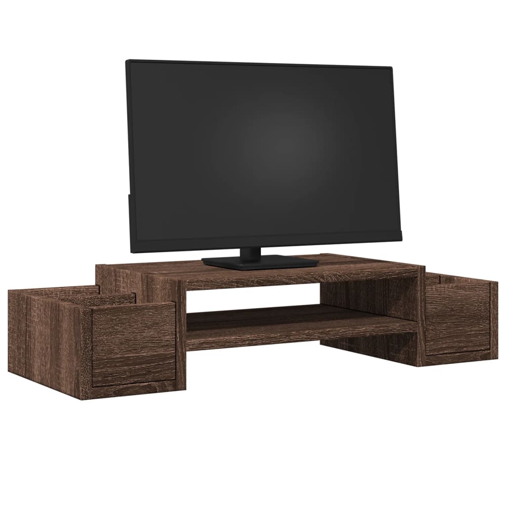 Soporte de monitor Vidaxl con espacio de almacenamiento 70x27x15 cm de roble marrón de madera