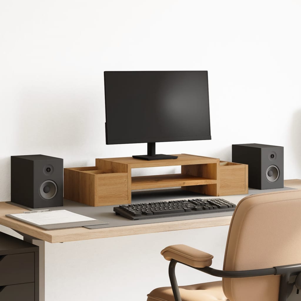 Espacio de almacenamiento de soporte de monitor Vidaxl 70x27x15 cm de roble artesanal de madera