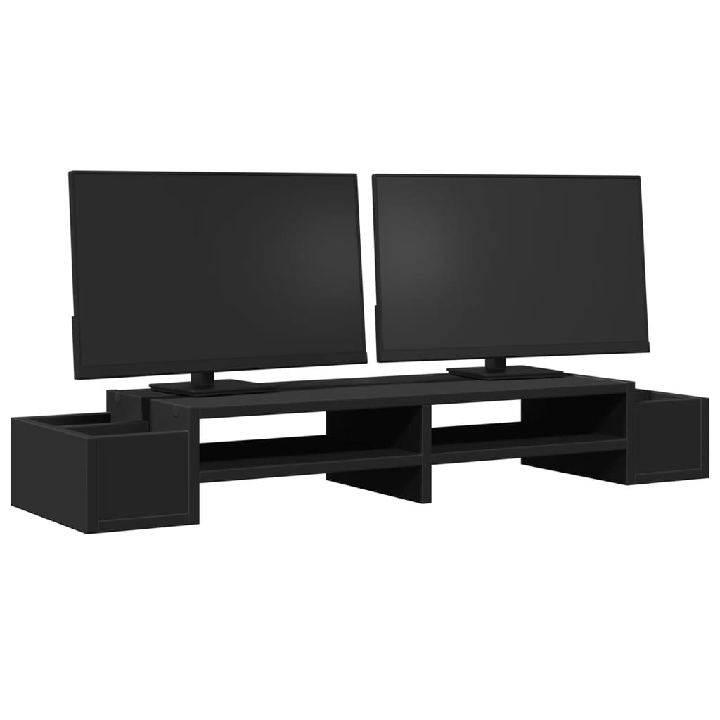 Vidaxl Monitor Stand con espacio de almacenamiento 100x27x15 cm de madera negra