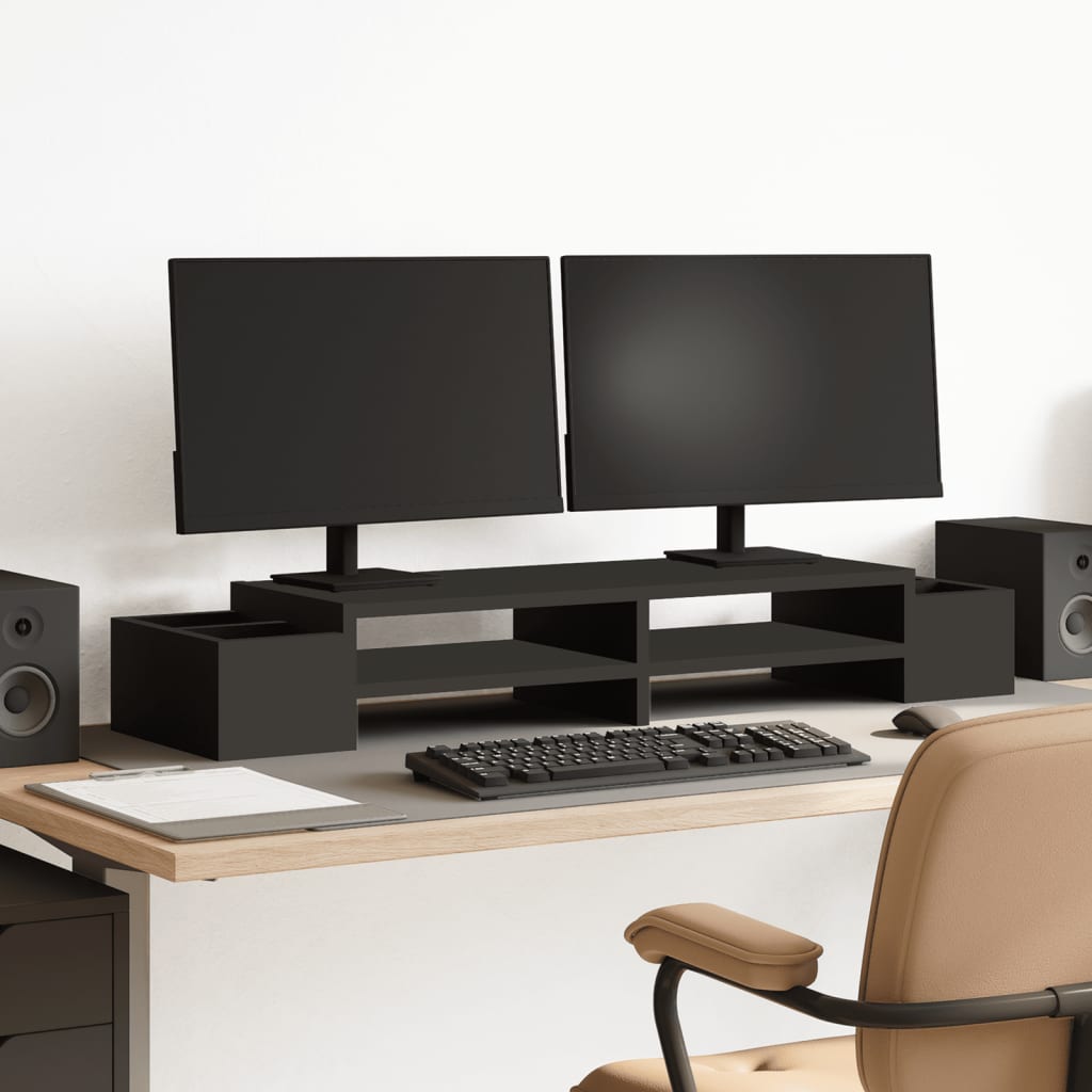 Vidaxl Monitor Stand con espacio de almacenamiento 100x27x15 cm de madera negra