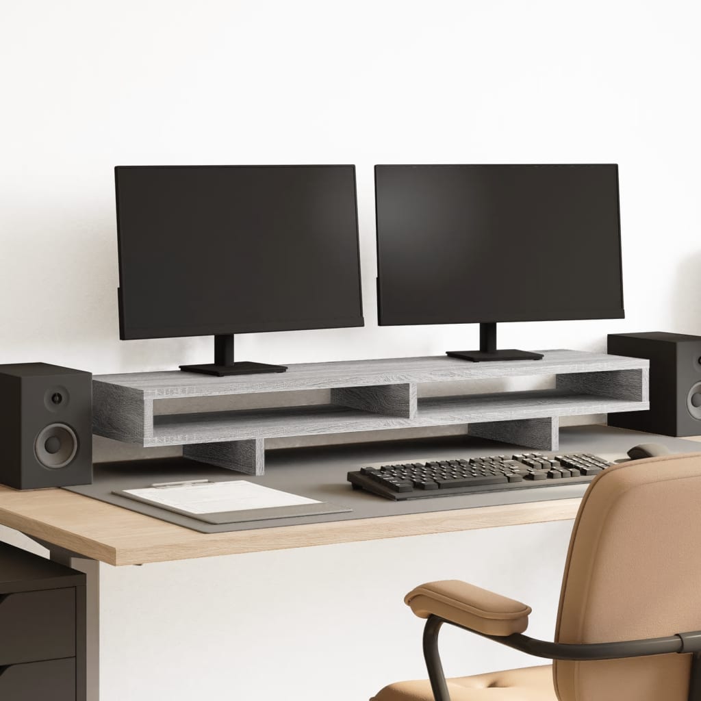 Vidaxl Monitor estándar 100x27x15 cm de madera procesada gris soma roble