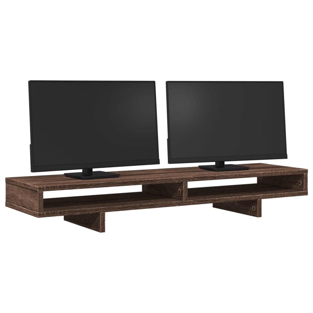 Supporto per monitor Vidaxxl 100x27x15 cm in pannelli di rovere marrone