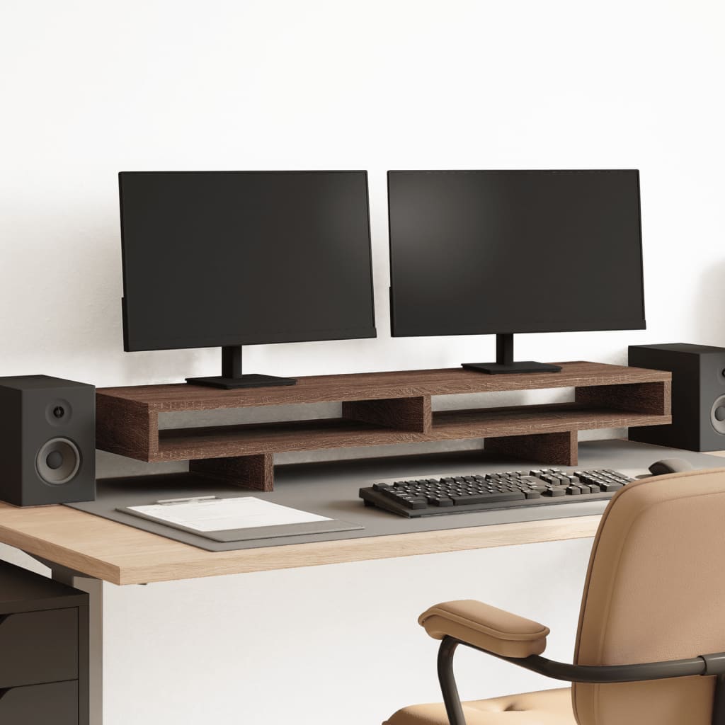 Supporto per monitor Vidaxxl 100x27x15 cm in pannelli di rovere marrone