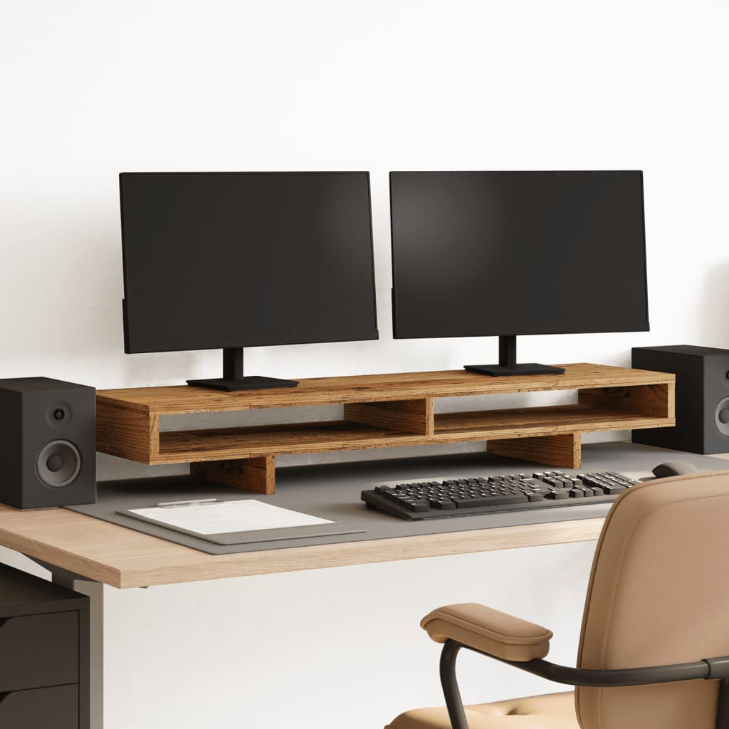 Vidaxxl soporte para monitor 100x27x15 cm madera procesada color madera vieja