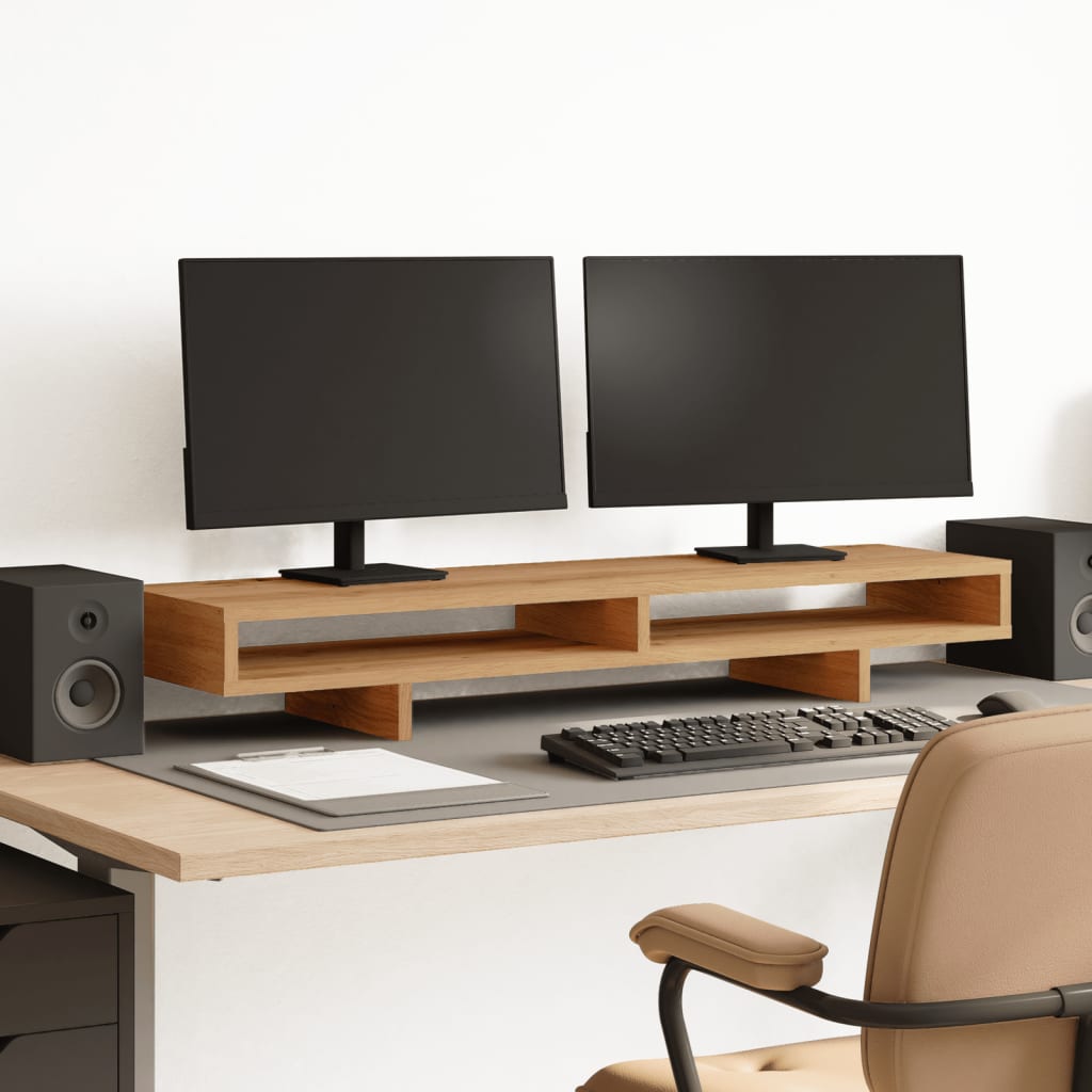 Vidaxl monitorstandaard 100x27x15 cm bewerkt hout artisanaal eiken