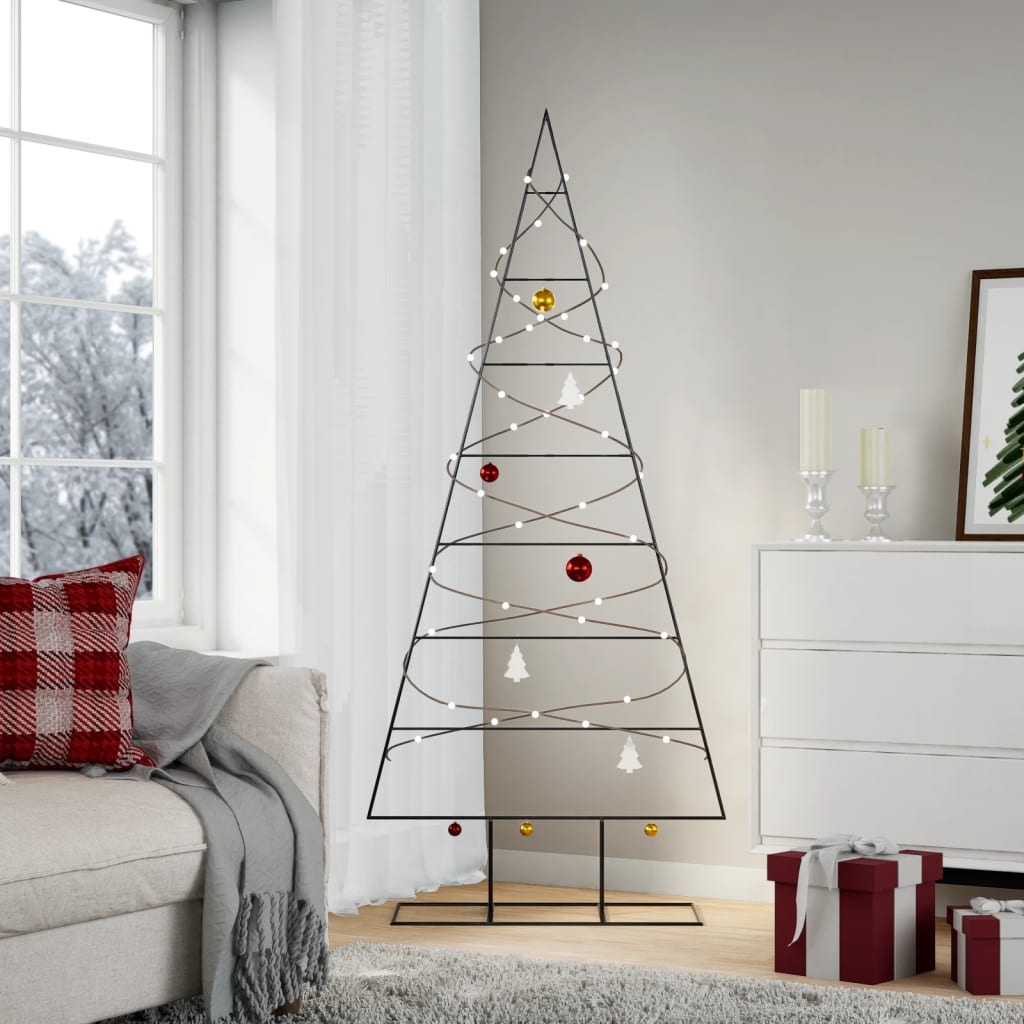 VidaXL Decorazione natalizia Albero di Natale 180 cm in metallo nero